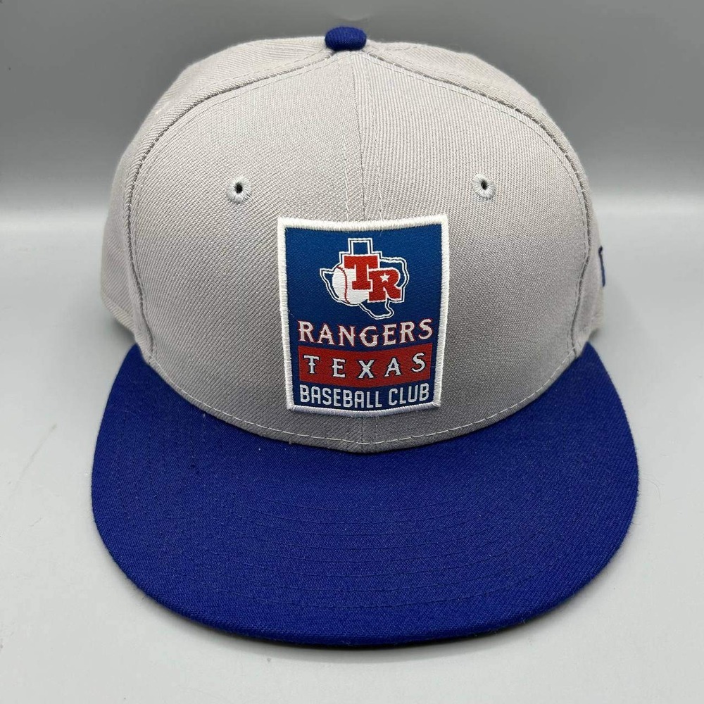 Texas Rangers MLB Hat Men 6 7/8 Gray Blue 59Fifty New Era Fitted Cap New